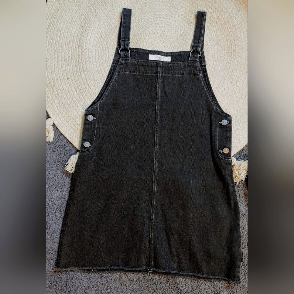 NWOT SMALL Black Denim Overall Dress